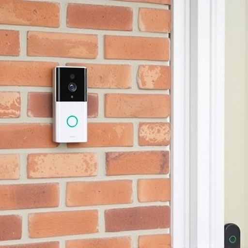 wireless doorbell with camera on brick home