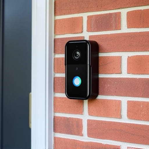 wireless doorbell with camera on brick home