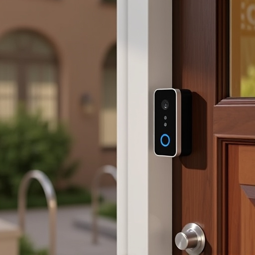 compact wireless doorbell at urban entry