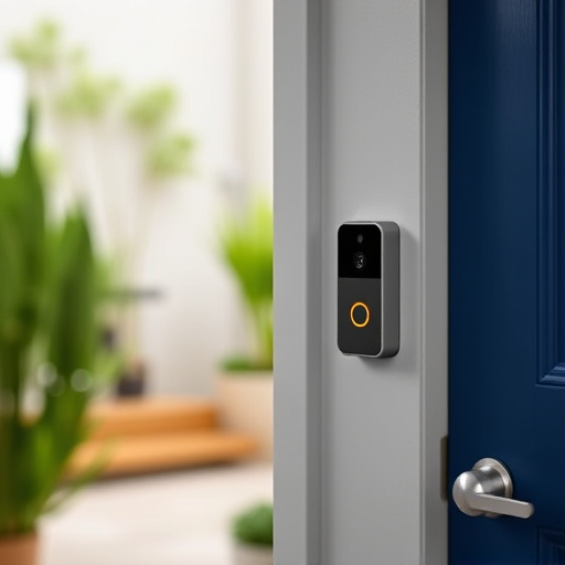 compact wireless doorbell at urban entry