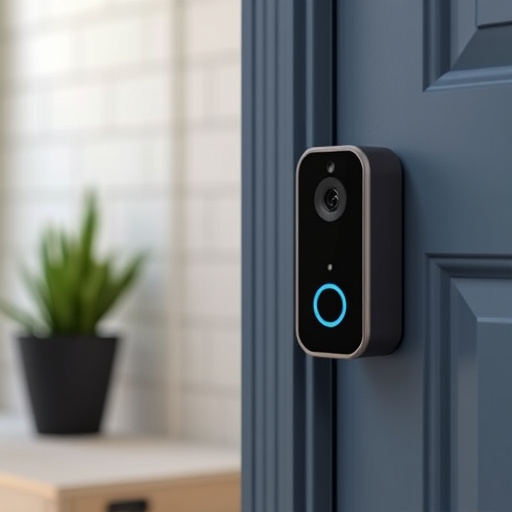 compact wireless doorbell at urban entry
