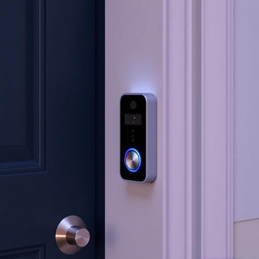 compact wireless doorbell at urban entry