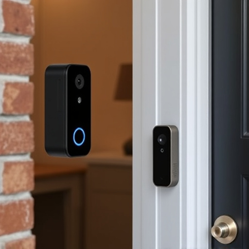 compact wireless doorbell at urban entry