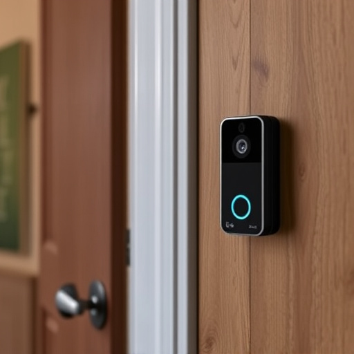 compact wireless doorbell at urban entry
