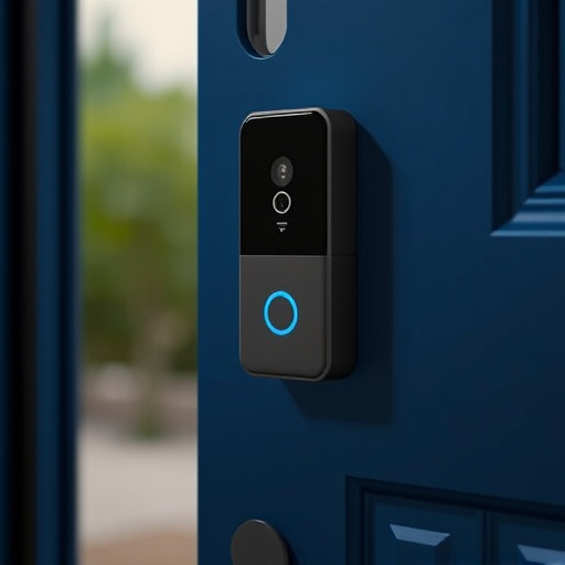 compact wireless doorbell at urban entry