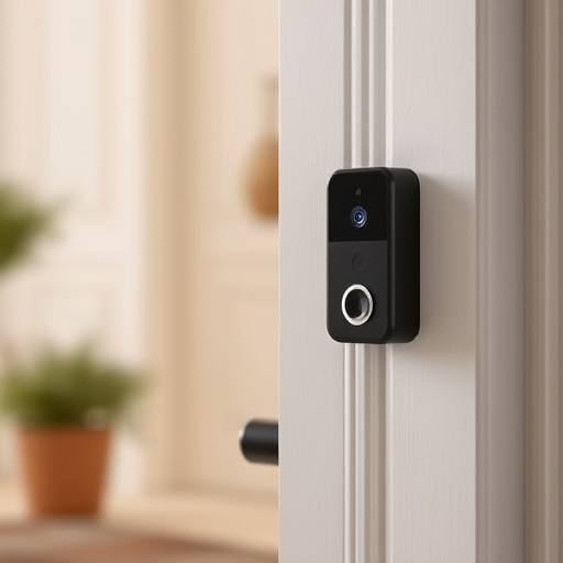 compact wireless doorbell at urban entry