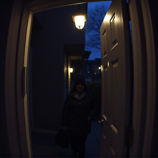 doorbell camera recording visitor at night