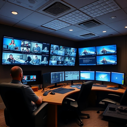home monitoring control room with multiple screens