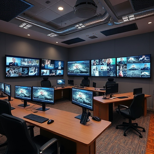 home monitoring control room with multiple screens
