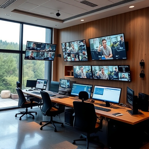 home monitoring control room with multiple screens