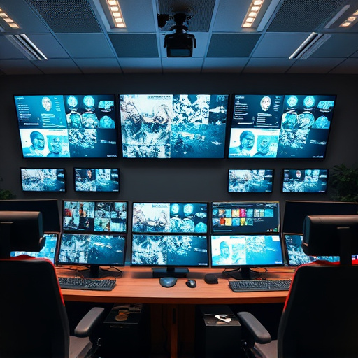 home monitoring control room with multiple screens