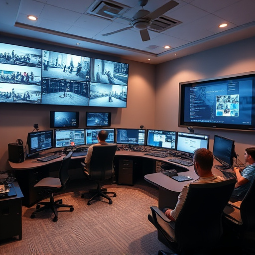 home monitoring control room with multiple screens
