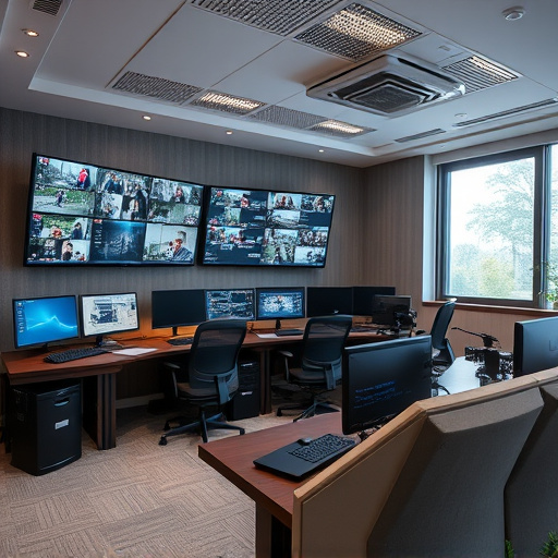 home monitoring control room with multiple screens
