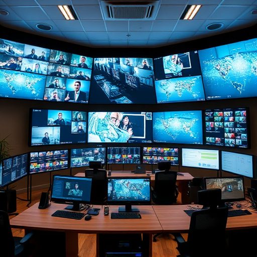 home monitoring control room with multiple screens