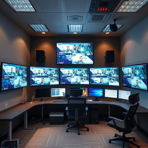 home monitoring control room with multiple screens