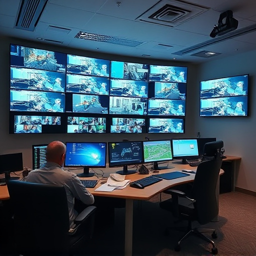 home monitoring control room with multiple screens