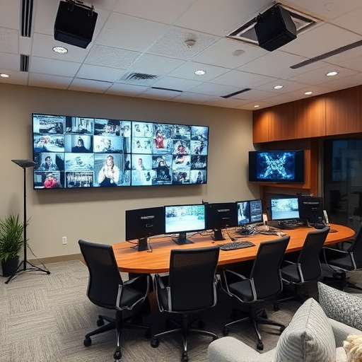 home monitoring control room with multiple screens