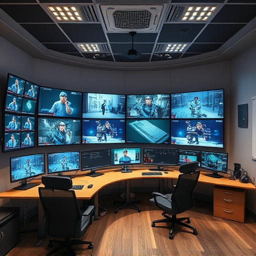 home monitoring control room with multiple screens