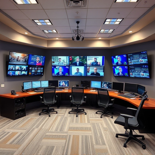 home monitoring control room with multiple screens