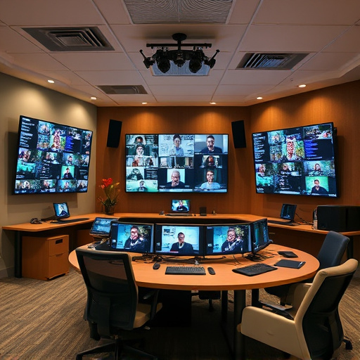 home monitoring control room with multiple screens
