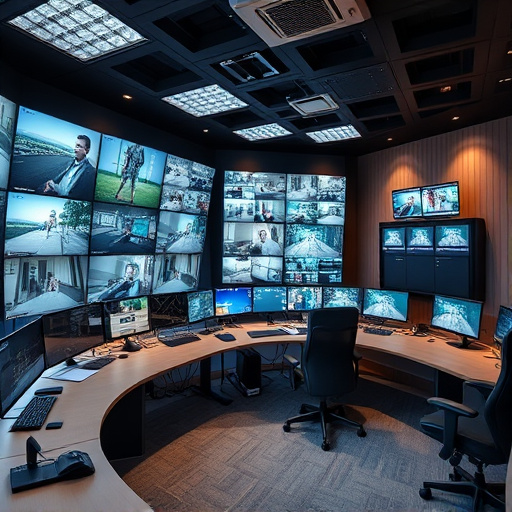 home monitoring control room with multiple screens
