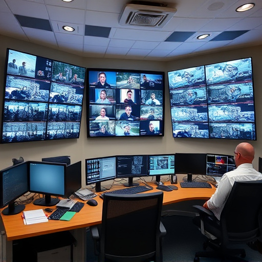 home monitoring control room with multiple screens