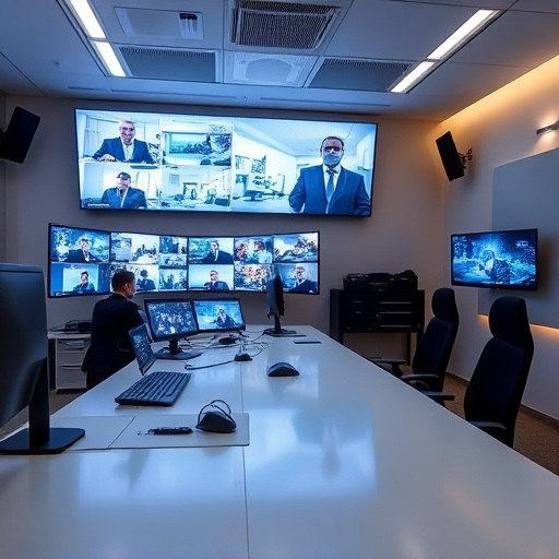 home monitoring control room with multiple screens