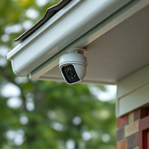 motion-activated surveillance camera under roof eaves