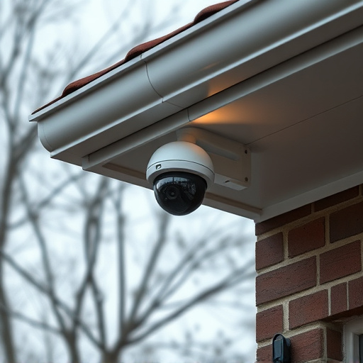 motion-activated surveillance camera under roof eaves
