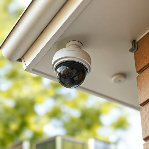 motion-activated surveillance camera under roof eaves
