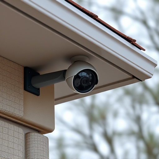 motion-activated surveillance camera under roof eaves