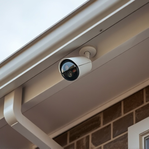 motion-activated surveillance camera under roof eaves