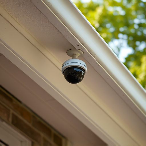 motion-activated surveillance camera under roof eaves