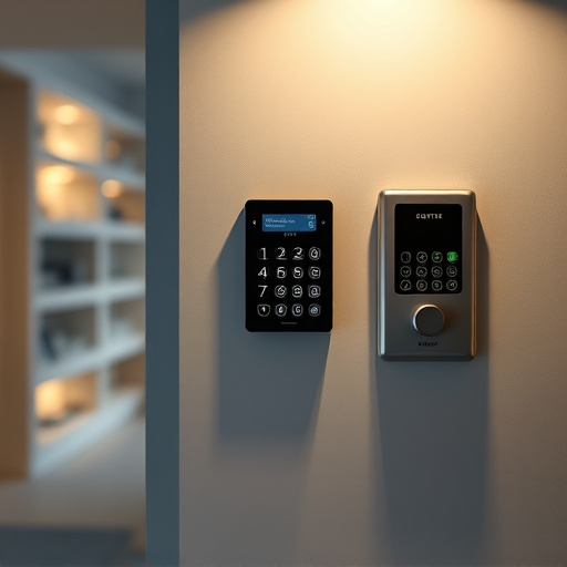 security keypad on modern apartment wall