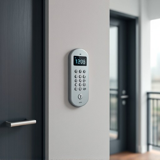 security keypad on modern apartment wall