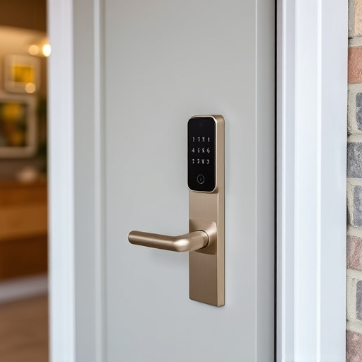 smart lock installed on modern front door