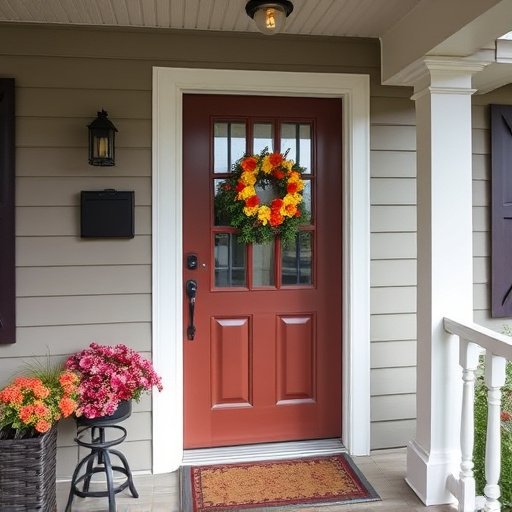 smart video doorbell on suburban porch