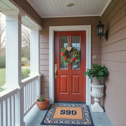 smart video doorbell on suburban porch