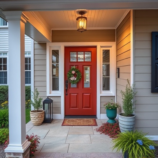 smart video doorbell on suburban porch