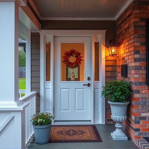 smart video doorbell on suburban porch