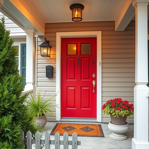 smart video doorbell on suburban porch