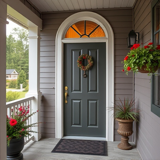 smart video doorbell on suburban porch