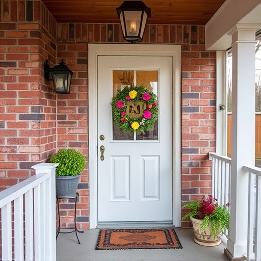 smart video doorbell on suburban porch