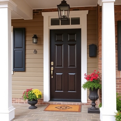 smart video doorbell on suburban porch