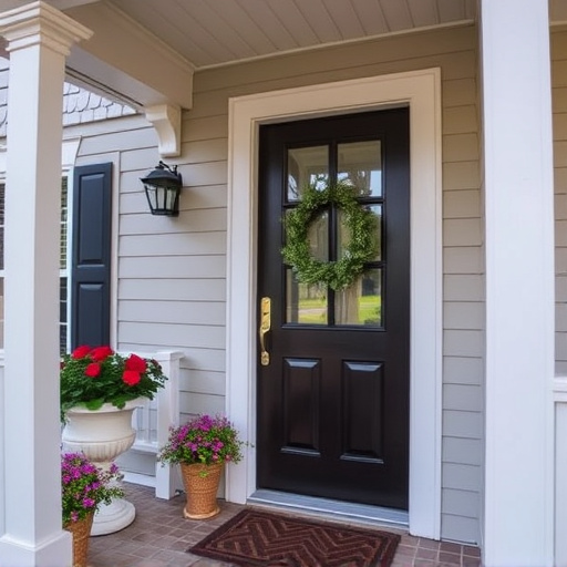 smart video doorbell on suburban porch